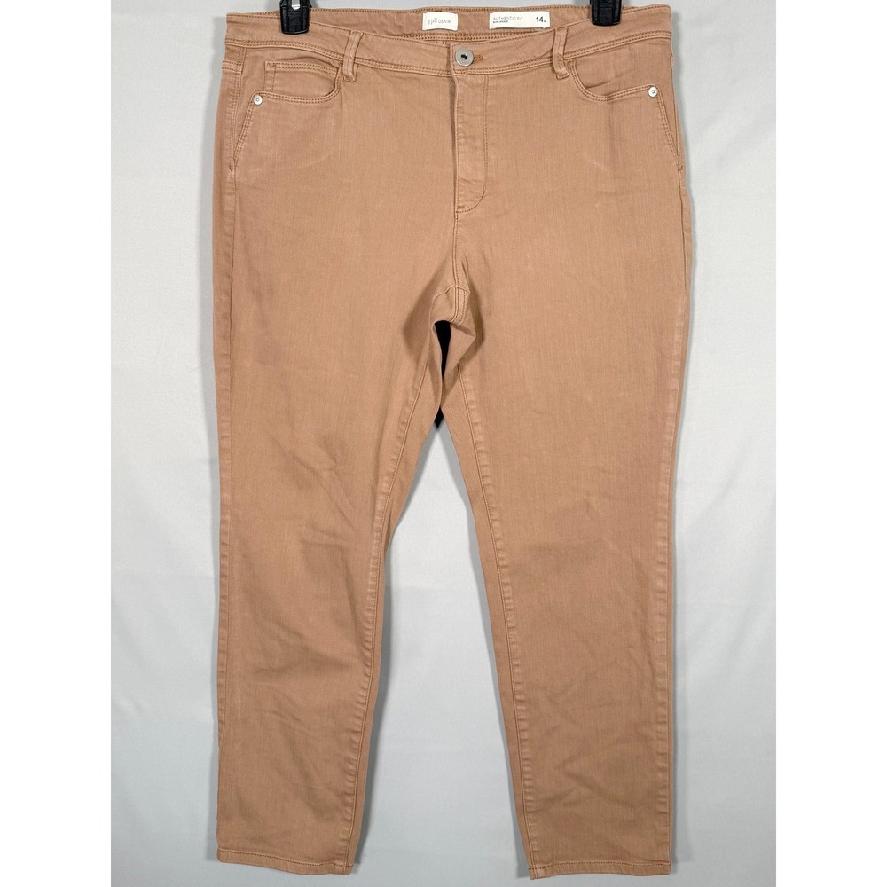 J. Jill Authentic Fit Slim Ankle Jeans Womens 14R Brown‎ Stretch Denim